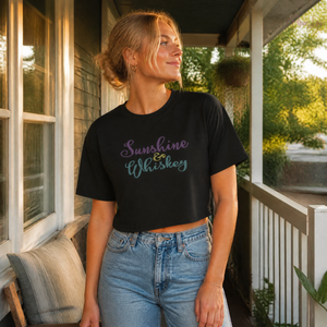 Sunshine And Whiskey Cropped Boxy Tee — lifestyle hero