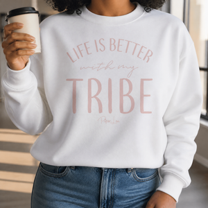 Life Is Better With My Tribe Graphic Crewneck Sweatshirt — lifestyle hero