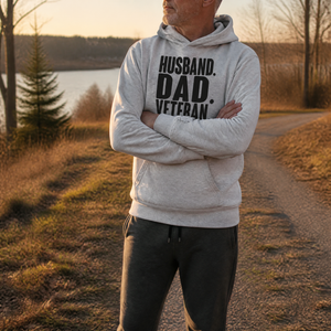Husband Dad Veteran Graphic Hoodie — lifestyle hero