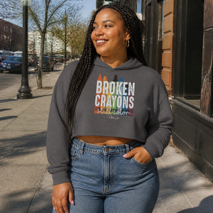 Broken Crayons Cropped Hoodie — lifestyle hero