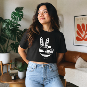 Peace Hand USA Cropped Boxy Tee — lifestyle hero