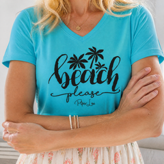 Beach Please Women's Graphic V-Neck — lifestyle hero