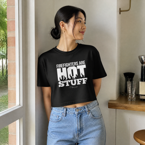 Firefighter Are Hot Stuff Cropped Boxy Tee — lifestyle hero