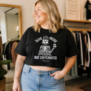 Dead Inside But Caffeinated Cropped Boxy Tee — lifestyle hero