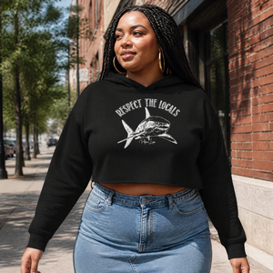 Respect The Locals Shark Cropped Hoodie — lifestyle hero