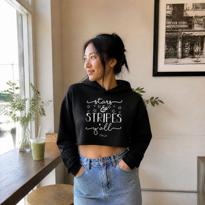 Stars And Stripes Y'all Cropped Hoodie — lifestyle hero