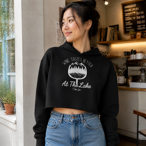 Wine Tastes Better at the Lake Cropped Hoodie — lifestyle hero