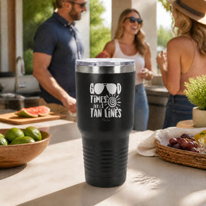 Good Times Tan Lines 30oz Engraved Tundra Tumbler — lifestyle