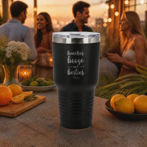 Beaches Booze And Besties 30oz Engraved Tundra Tumbler — lifestyle