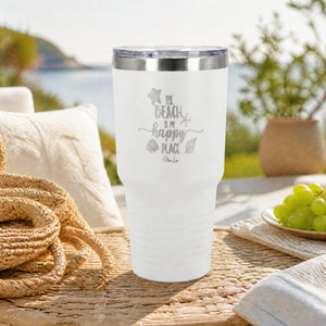 The Beach Is My Happy Place 30oz Engraved Tundra Tumbler — lifestyle