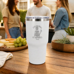 Dead Inside But Caffeinated 30oz Engraved Tundra Tumbler — lifestyle