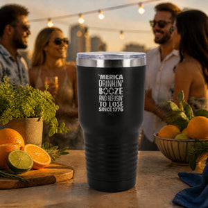 Drinkin Booze And Refusin To Lose 30oz Engraved Tundra Tumbler — lifestyle