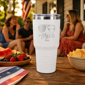 Merica 30oz Engraved Tundra Tumbler — lifestyle