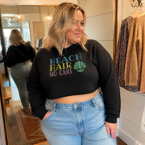 Beach Hair, No Care Cropped Hoodie — lifestyle hero