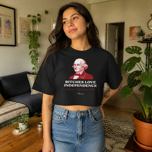 Bitches Love Independence (Thomas Jefferson) Cropped Boxy Tee — lifestyle hero