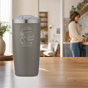 Super Cool Softball Mom 20oz Engraved Adventure Tumbler — lifestyle