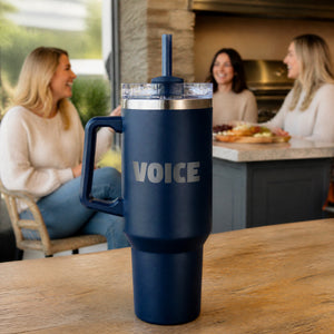 I'll Bring The Voice Of Reason 40oz Engraved Travel Tumbler — lifestyle