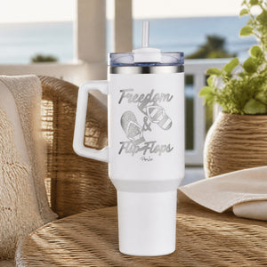 Freedom And Flip Flops 40oz Engraved Travel Tumbler — lifestyle