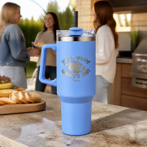 Y'all Hush The Game Is On 40oz Engraved Travel Tumbler — lifestyle