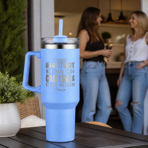 This Hair Stylist Runs On Caffeine 40oz Engraved Travel Tumbler — lifestyle