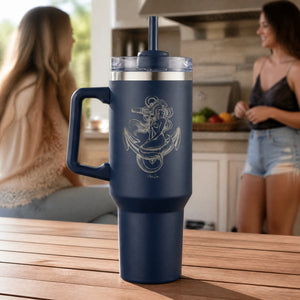 Mermaid Anchor 40oz Engraved Travel Tumbler — lifestyle