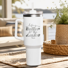Life Is Better At The Lake 40oz Engraved Travel Tumbler — lifestyle