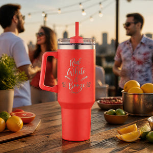 Red White And Booze 40oz Engraved Travel Tumbler — lifestyle