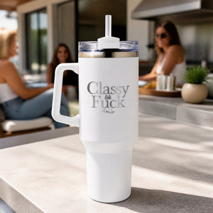 Classy As Fuck 40oz Engraved Travel Tumbler — lifestyle
