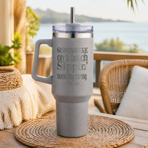 Somewhere on a Beach 40oz Engraved Travel Tumbler — lifestyle