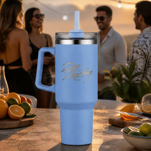 Day Drinking 40oz Engraved Travel Tumbler — lifestyle