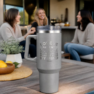 Love Is Patient Love Is Kind 40oz Engraved Travel Tumbler — lifestyle