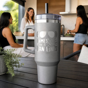 Good Times Tan Lines 40oz Engraved Travel Tumbler — lifestyle