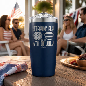 Stayin Fly On the 4th Of July 20oz Engraved Adventure Tumbler — lifestyle