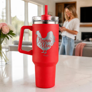 Mama Hen 40oz Engraved Travel Tumbler — lifestyle