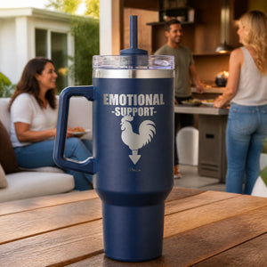 Emotional Support 40oz Engraved Travel Tumbler — lifestyle