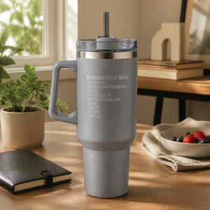 My Vocabulary At Work 40oz Engraved Travel Tumbler — lifestyle