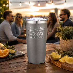 Sunshine and Beer 20oz Engraved Adventure Tumbler — lifestyle