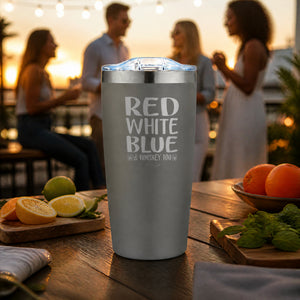 Red White Blue And Whiskey Too 20oz Engraved Adventure Tumbler — lifestyle