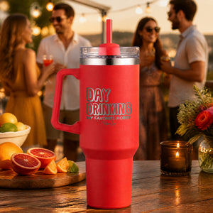 Day Drinking My Favorite Hobby 40oz Engraved Travel Tumbler — lifestyle