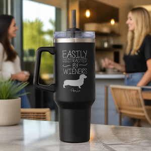 Easily Distracted By Wieners 40oz Engraved Travel Tumbler — lifestyle