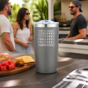 Star Spangled Hammered 20oz Engraved Adventure Tumbler — lifestyle