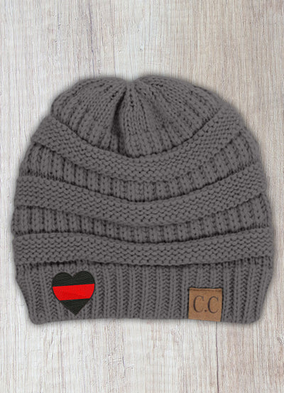 Red Line Heart C.C Thick Knit Soft Beanie