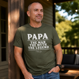 The Man PAPA Premium Tee — lifestyle hero