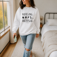Nursing Naps Netflix Graphic Crewneck Sweatshirt — lifestyle hero