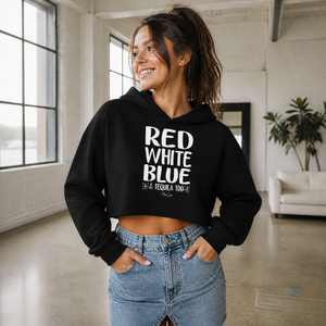 Red White Blue And Tequila Too Cropped Hoodie — lifestyle hero
