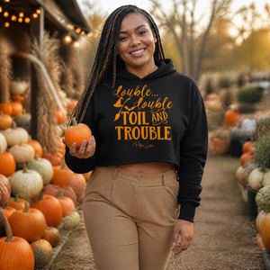 Double Double Toil And Trouble Cropped Hoodie — lifestyle hero