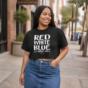 Red White Blue And Whiskey Too Cropped Boxy Tee — lifestyle hero