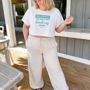 Warning The Girls Are Drinking Again Cropped Boxy Tee — lifestyle hero