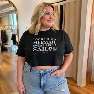 Look Like A Mermaid Swear Like A Sailor Cropped Boxy Tee — lifestyle hero