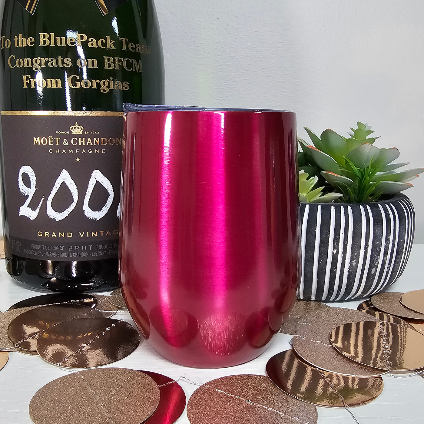 Clearance | Piper Lou Metallic Pink Wine Cup